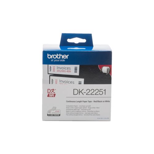 BROTHER Fita continua de papel térmico para impresion en preto e vermelho 62 mm. x 15,24 m. , Brother , BRODK22251 , 4977766766746